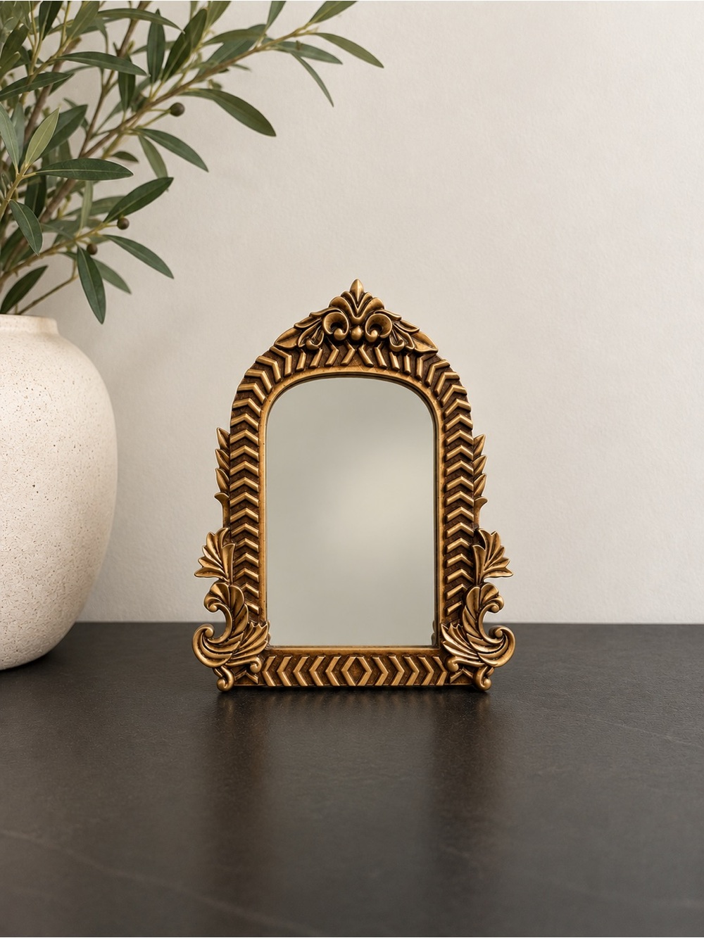 Ornate Gold Tabletop Mirror Baroque Gothic Vanity Mirror Boho Eclectic Decor